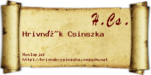 Hrivnák Csinszka névjegykártya